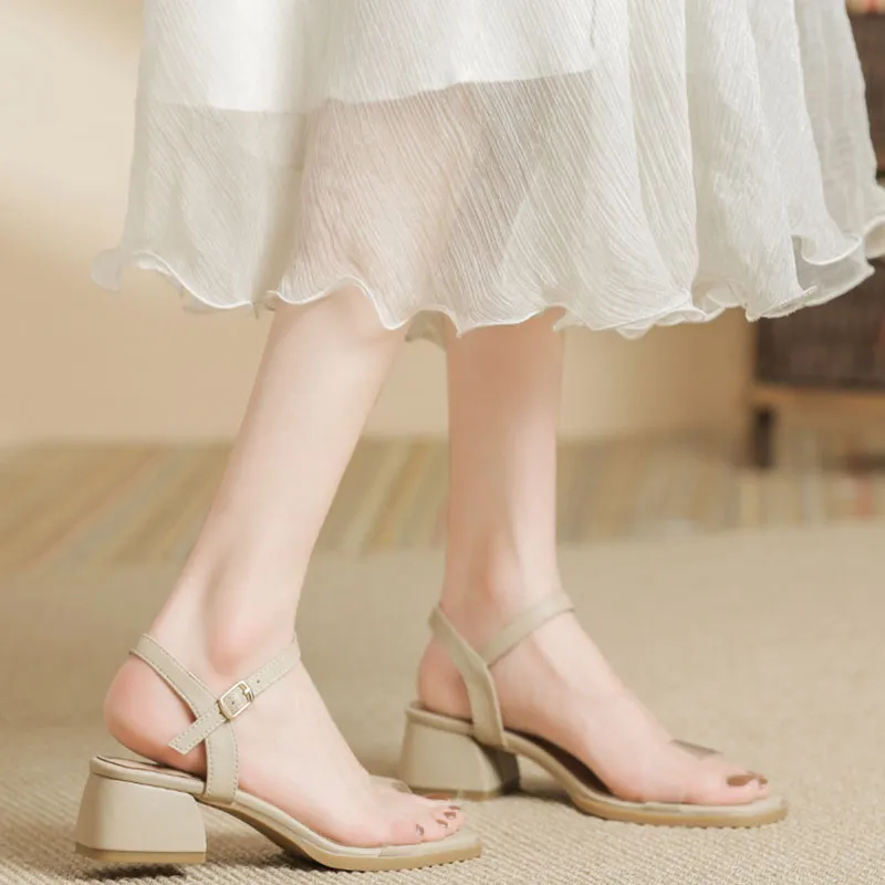 Than Than Me One Strap Sandals Women's Apricot-4