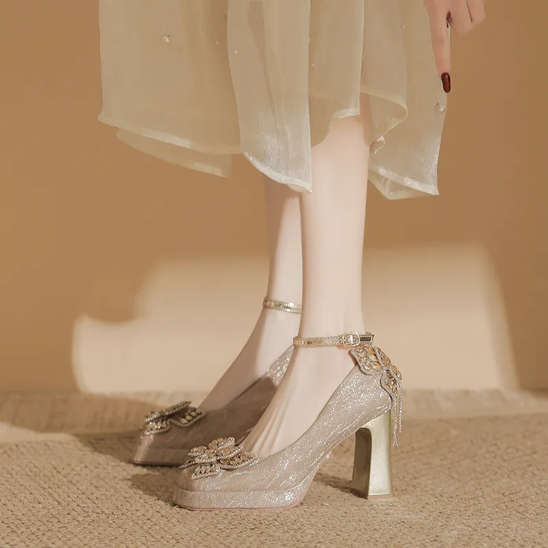 Than Than Me Chunky Heel High Heels Women's-5