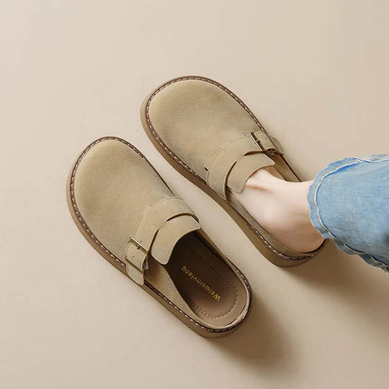 Than Than Me Rubber Sole Slip Resistant Closed Toe Slippers Women's Apricot-2