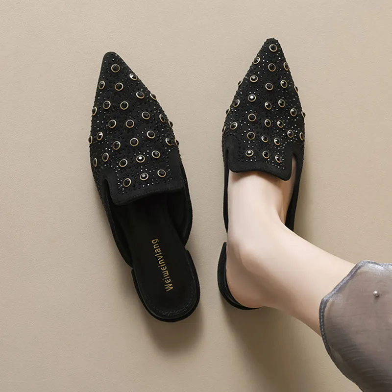 Than Than Me Rubber Sole Slip Resistant Closed Toe Slippers Women's Black-2