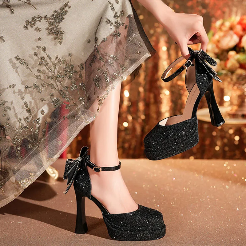 Than Than Me Chunky Heel High Heels Women's-9