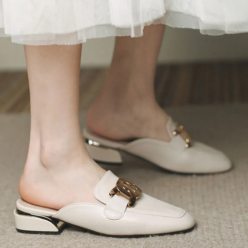 Than Than Me Rubber Sole Slip Resistant Closed Toe Slippers Women's Apricot-3