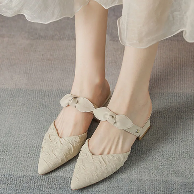 Than Than Me Rubber Sole Slip Resistant Closed Toe Slippers Women's Apricot-1
