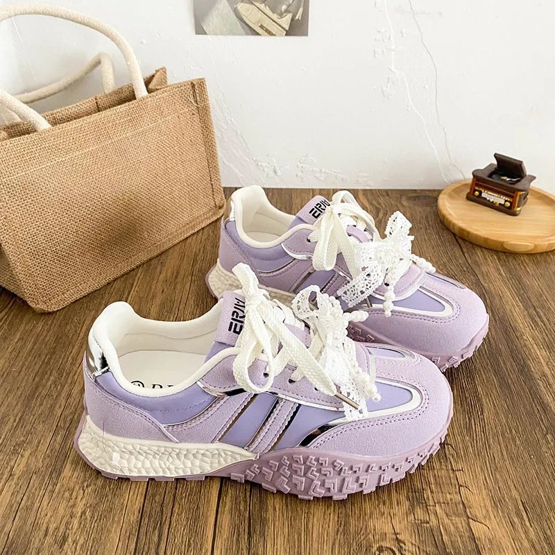 Than Than Me Anti Slip Wear Resistant Low Top Skateboard Shoes Women's Purple-2