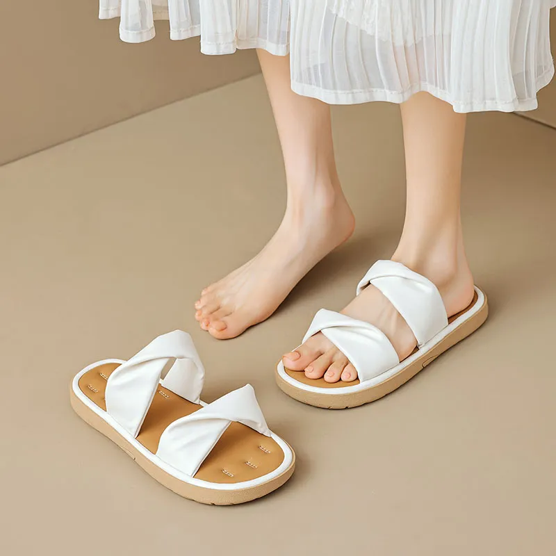 Than Than Me Slide Slippers Women's Apricot-1