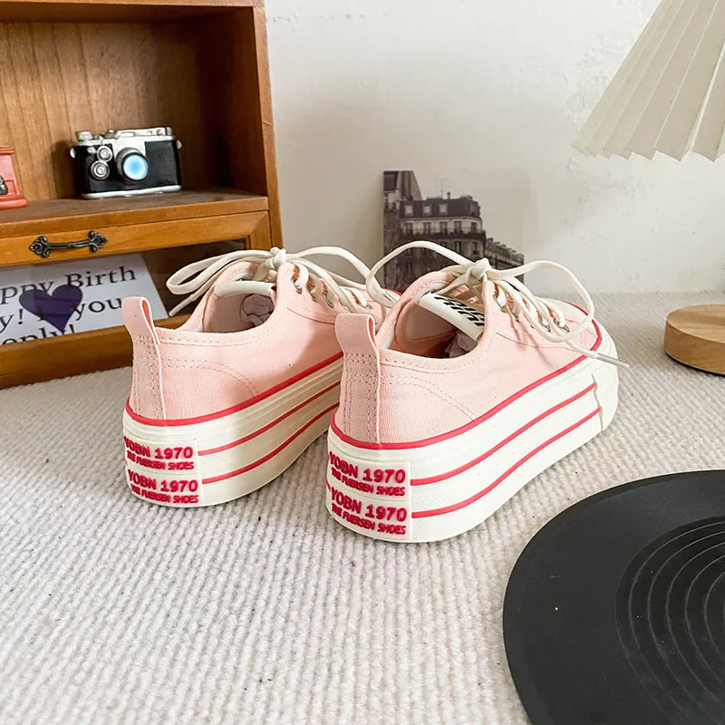 Than Than Me Anti Slip Wear Resistant Low Top Skateboard Shoes Women's Pink-3