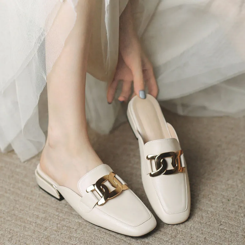 Than Than Me Rubber Sole Slip Resistant Closed Toe Slippers Women's Apricot-4