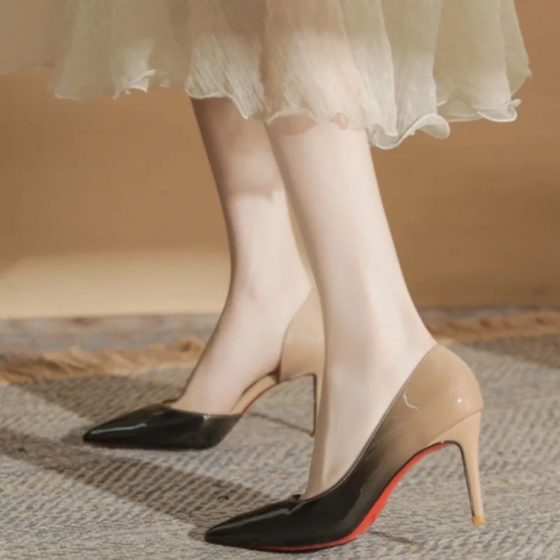 Than Than Me Slim Heel High Heels Women's Black Naked Gradient-4