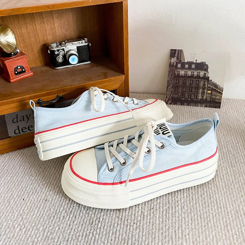 Than Than Me Slip Resistant Low Top Skateboard Shoes Women's Blue-3