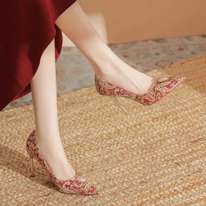 Than Than Me Slim Heel High Heels Women's-6