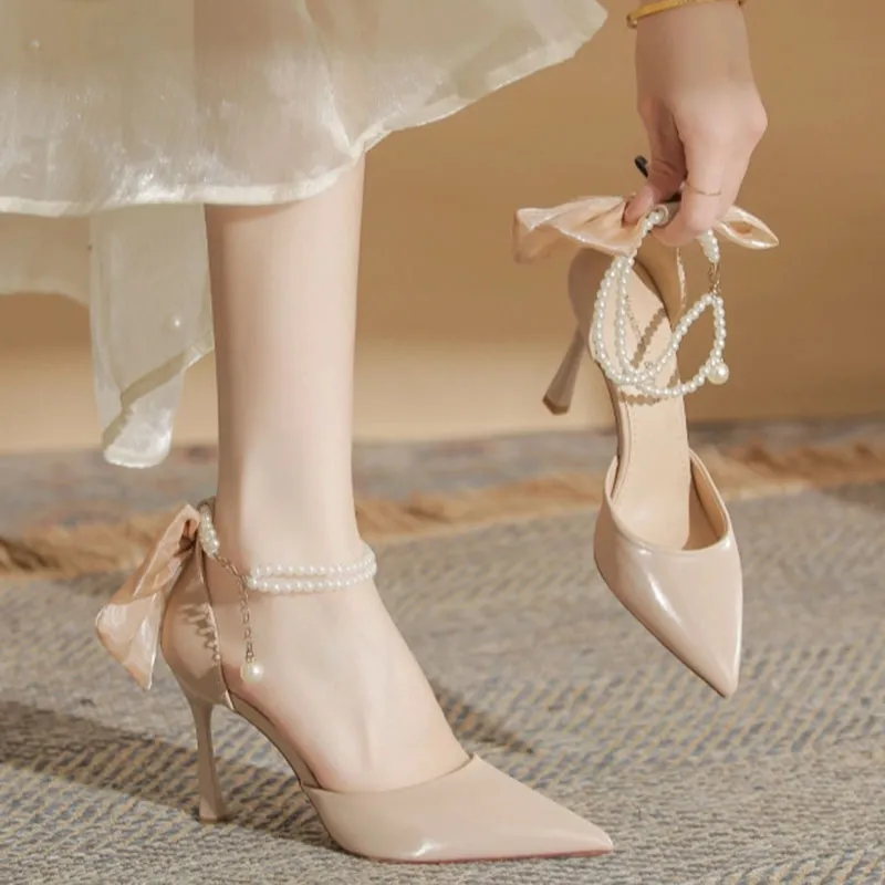Than Than Me Slim Heel High Heels Women's Nude-3