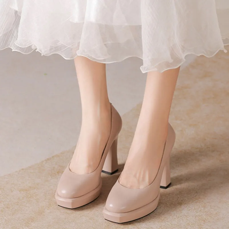 Than Than Me Chunky Heel High Heels Women's-8