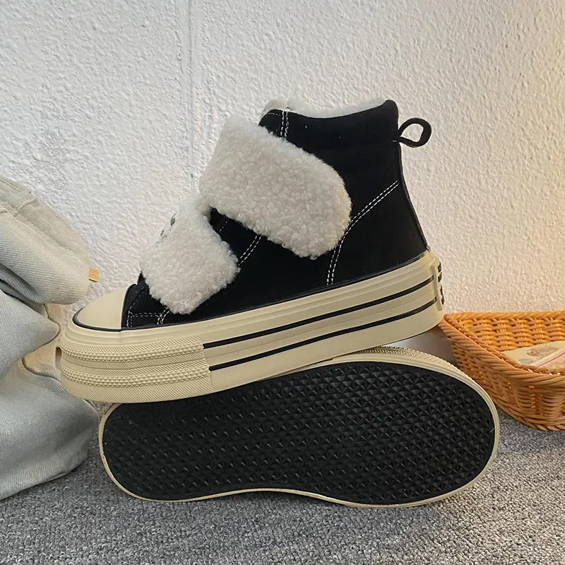 Than Than Me Warm Slip-Resistant Height Increasing High-Top Skateboard Shoes Women's-11