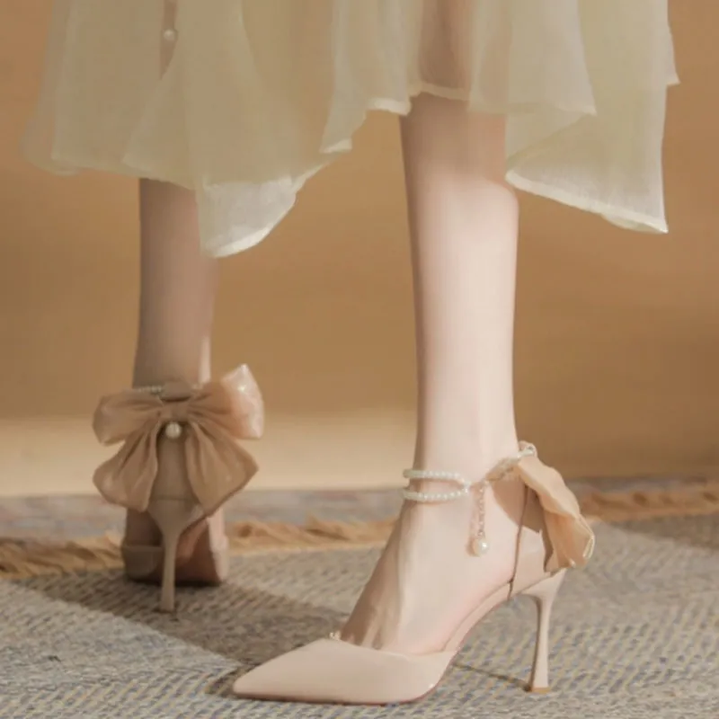 Than Than Me Slim Heel High Heels Women's Nude-4