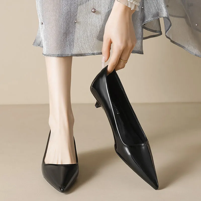 Than Than Me Slim Heel High Heels Women's Black-3