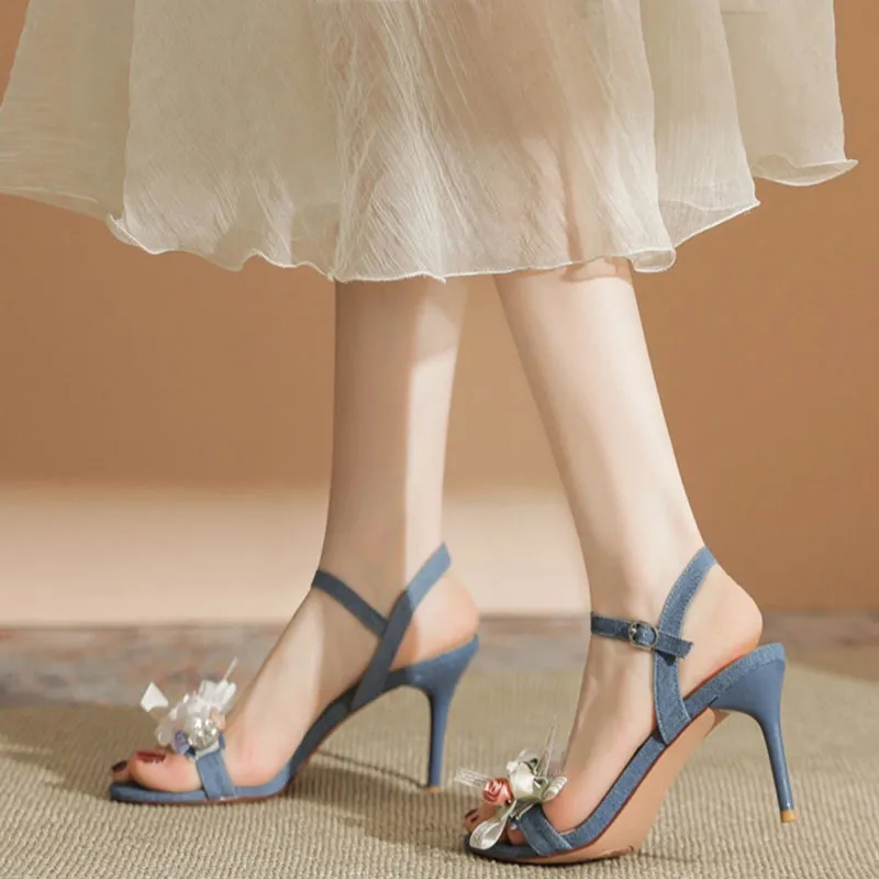 Than Than Me Slim Heel High Heels Women's Dark Blue-1