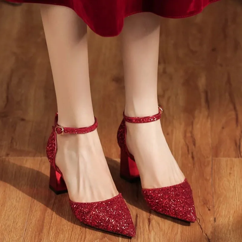 Than Than Me Chunky Heel High Heels Women's-5
