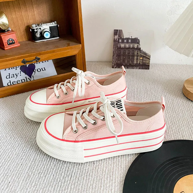 Than Than Me Anti Slip Wear Resistant Low Top Skateboard Shoes Women's Pink-1