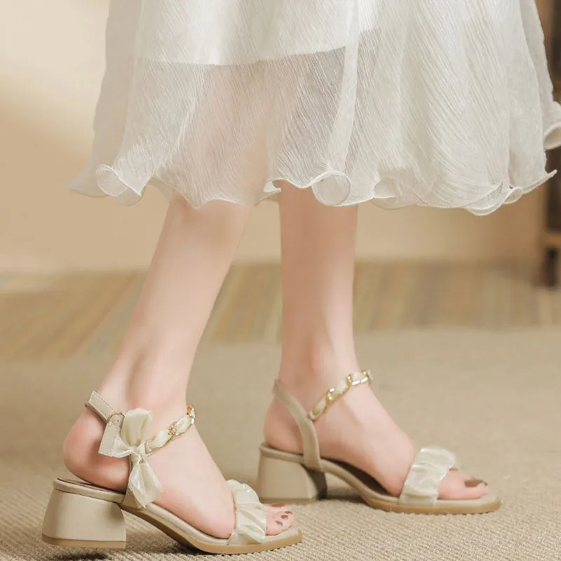 Than Than Me One Strap Sandals Women's Apricot-1
