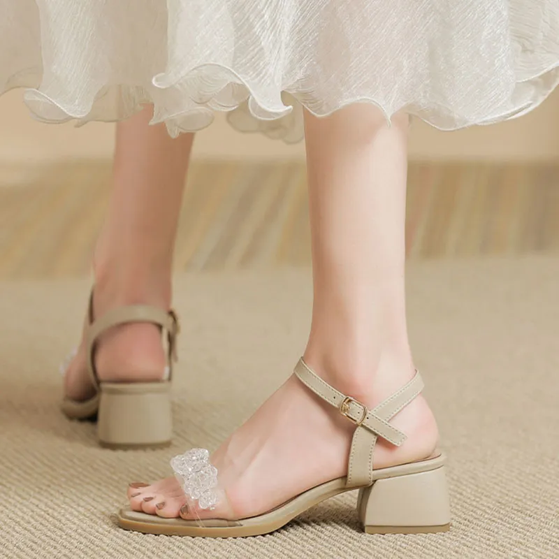Than Than Me One Strap Sandals Women's Apricot-2