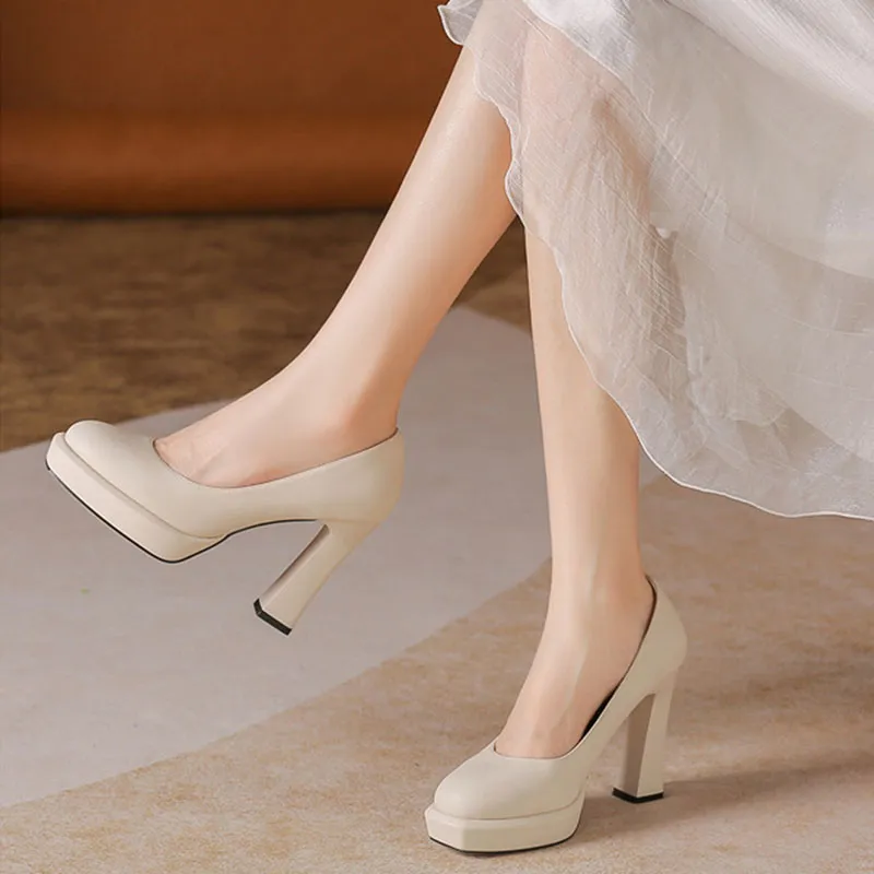Than Than Me Chunky Heel High Heels Women's-4