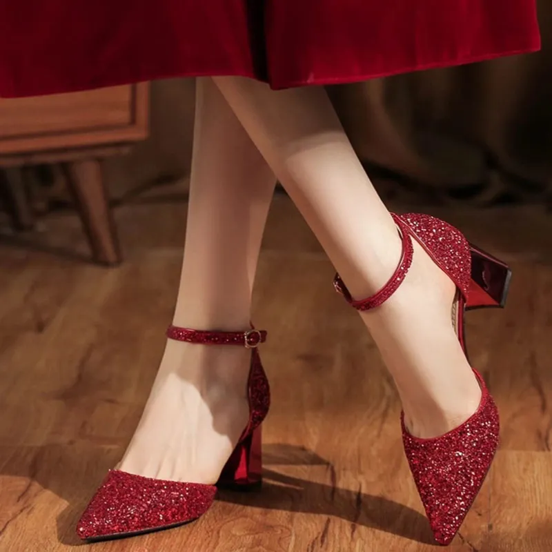 Than Than Me Chunky Heel High Heels Women's-7