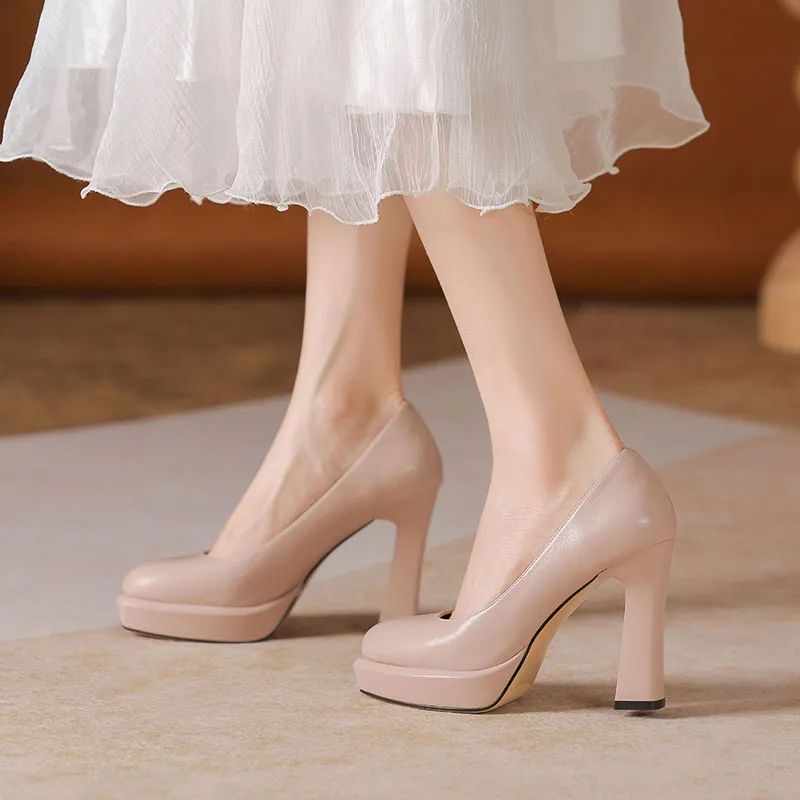 Than Than Me Chunky Heel High Heels Women's-7