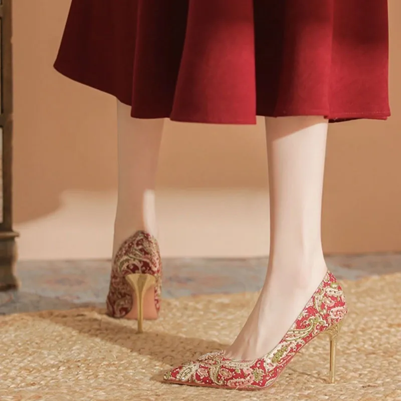 Than Than Me Slim Heel High Heels Women's-7