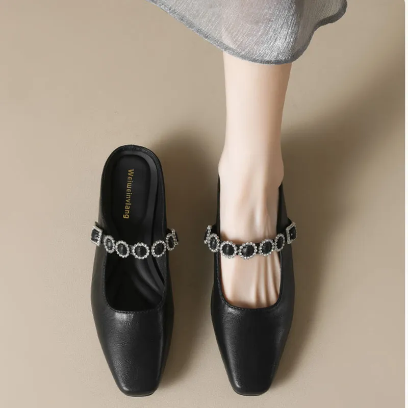 Than Than Me Rubber Sole Slip Resistant Closed Toe Slippers Women's Black-2