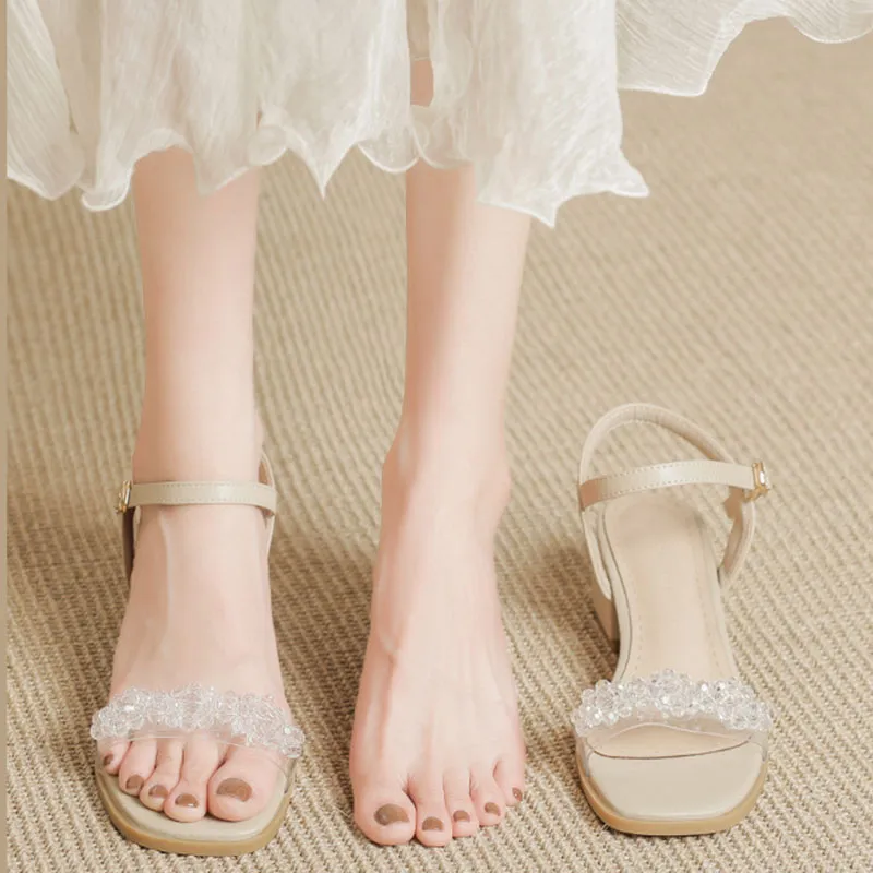 Than Than Me One Strap Sandals Women's Apricot-3
