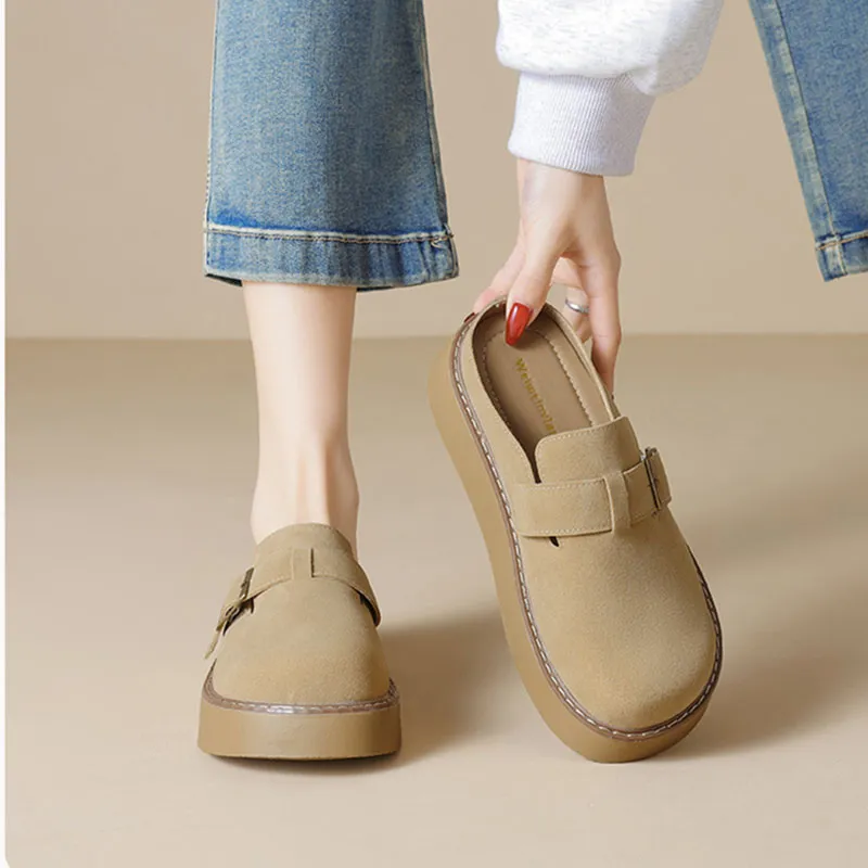 Than Than Me Rubber Sole Slip Resistant Closed Toe Slippers Women's Apricot-4