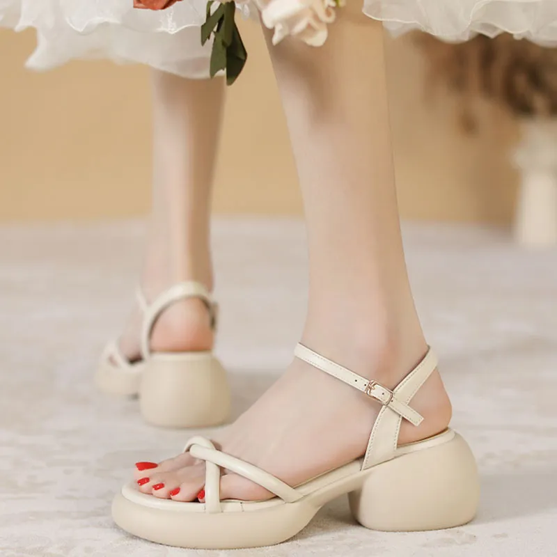Than Than Me Roman Sandals Women's Ecru-1