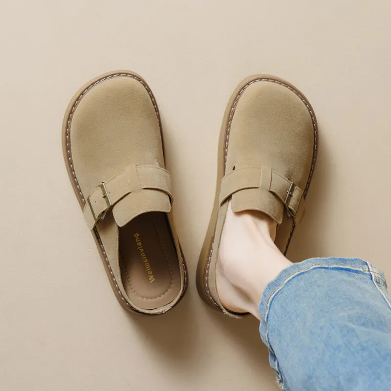 Than Than Me Rubber Sole Slip Resistant Closed Toe Slippers Women's Apricot-1
