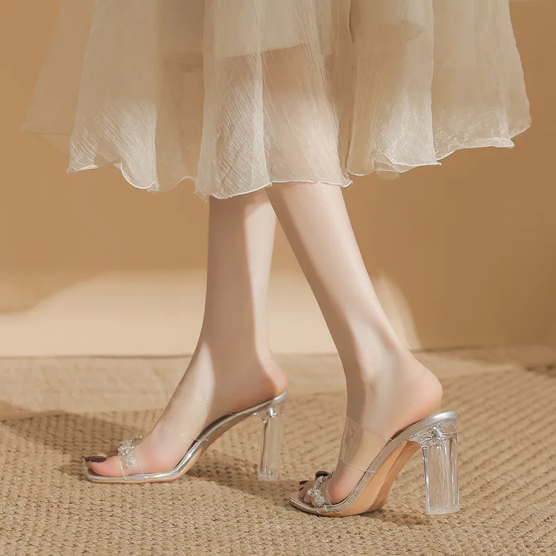 Than Than Me Rubber Sole Slip Resistant Slide Slippers Women's Silver-2