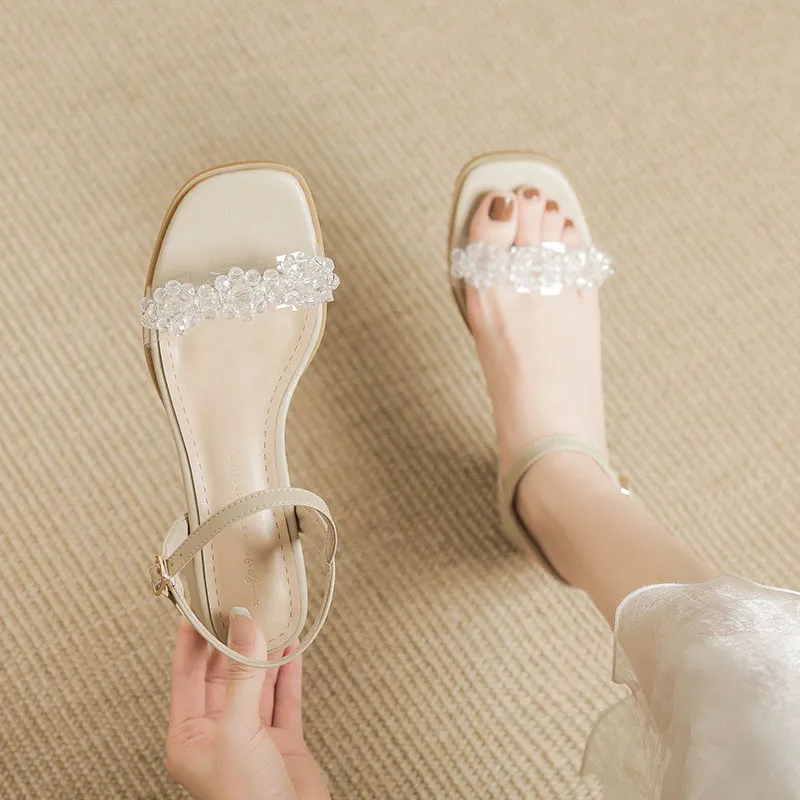Than Than Me One Strap Sandals Women's Apricot-4