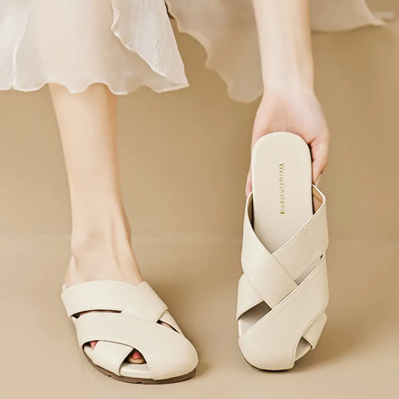 Than Than Me Rubber Sole Slip Resistant Wrap toe Slippers Women's-3