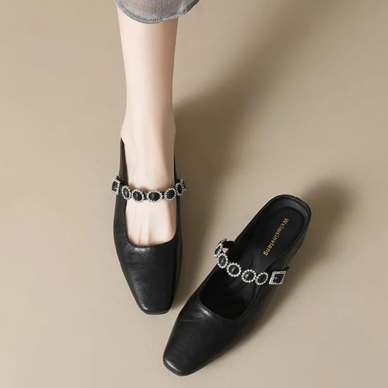 Than Than Me Rubber Sole Slip Resistant Closed Toe Slippers Women's Black-4