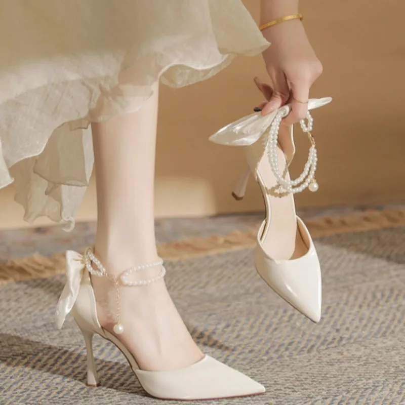 Than Than Me Slim Heel High Heels Women's Ecru-3