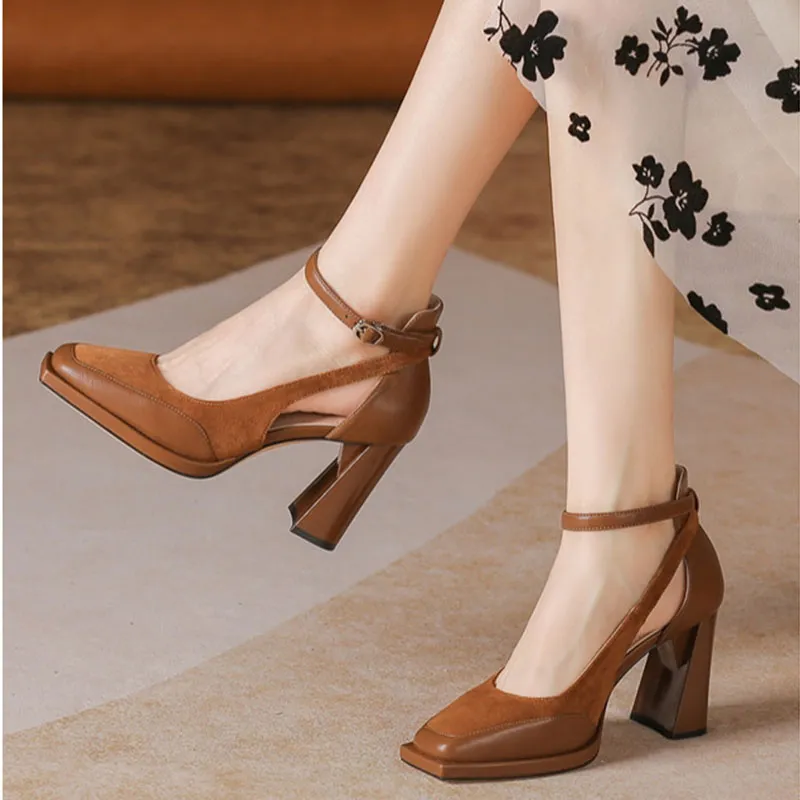 Than Than Me Chunky Heel High Heels Women's-5