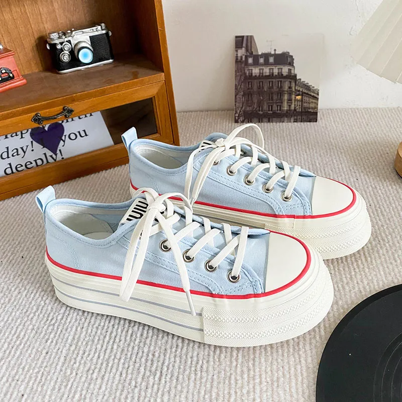 Than Than Me Slip Resistant Low Top Skateboard Shoes Women's Blue-2