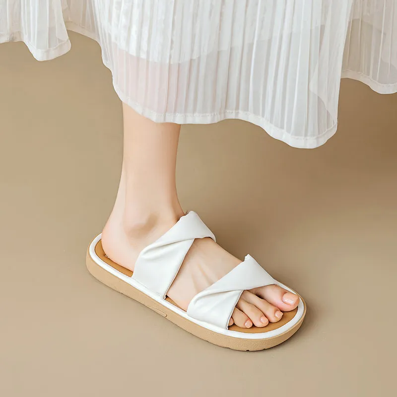 Than Than Me Slide Slippers Women's Apricot-4