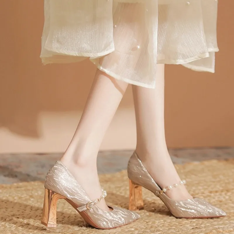Than Than Me Chunky Heel High Heels Women's-6