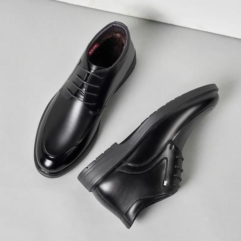 AOKANG Ankle Boots Low Heel Men's Black-6