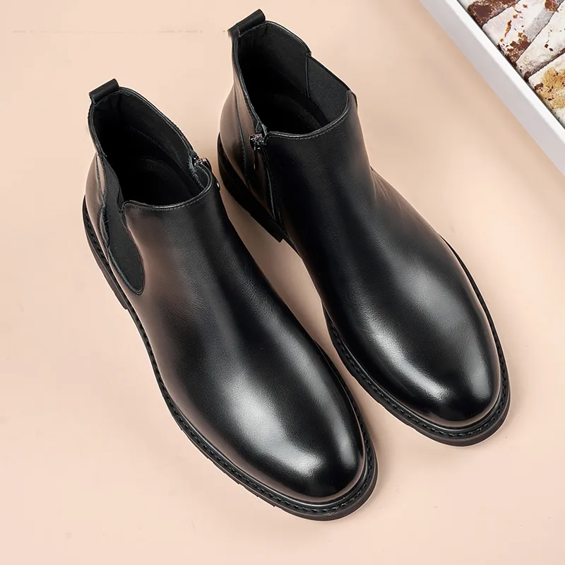 AOKANG Short Chelsea Boots Men's Black-4