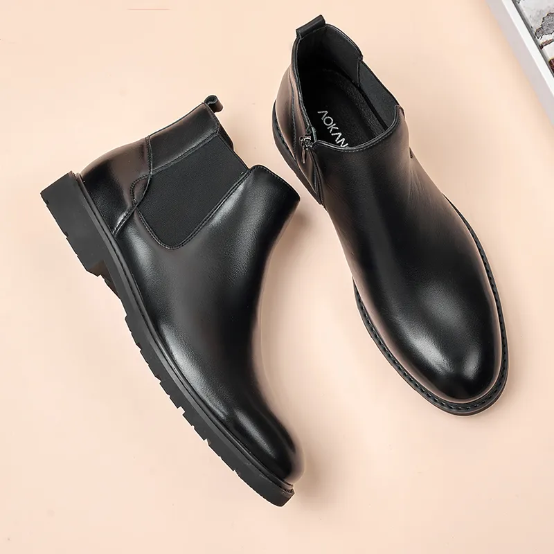 AOKANG Short Chelsea Boots Men's Black-2