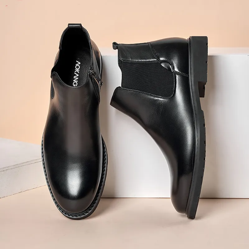 AOKANG Short Chelsea Boots Men's Black-3