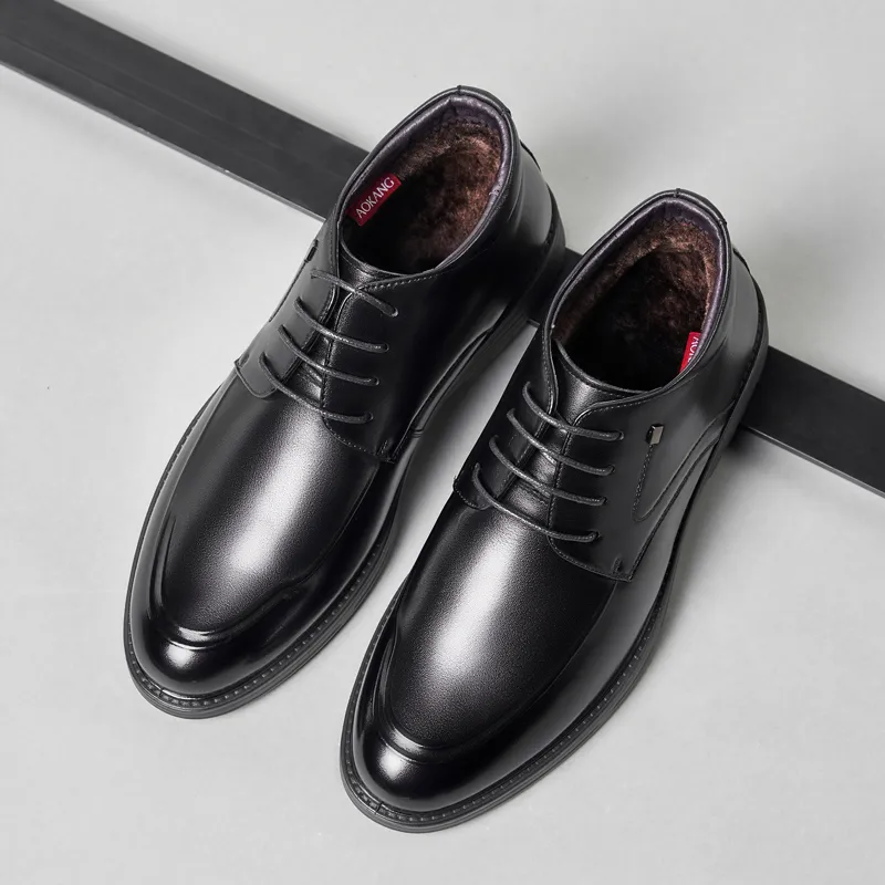AOKANG Ankle Boots Low Heel Men's Black-4
