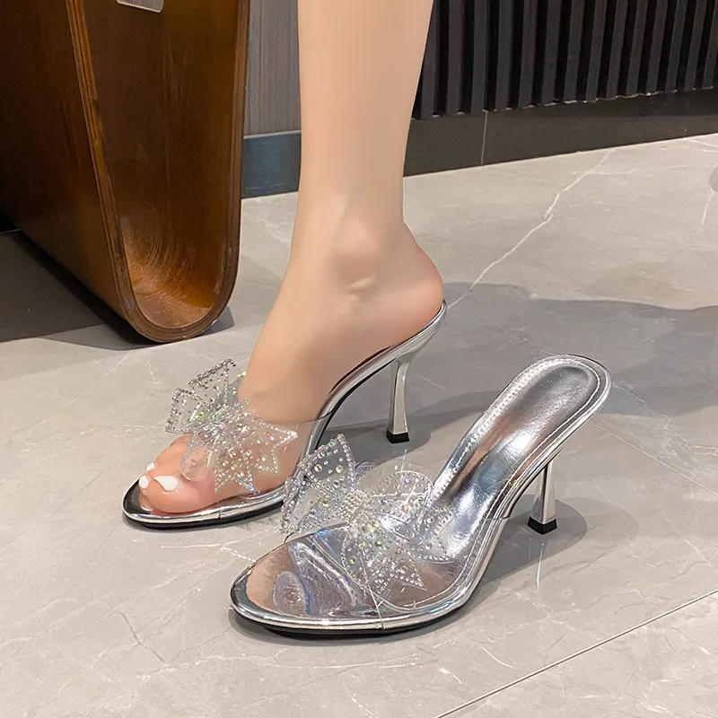 TATAYA Rubber Sole Abrasion Resistant Slide Slippers Women's Silver-1