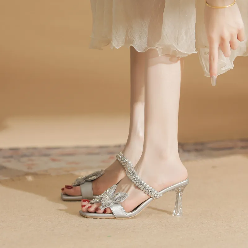 TATAYA Rubber Sole Rhinestone Slip Resistant Slide Slippers Women's-4