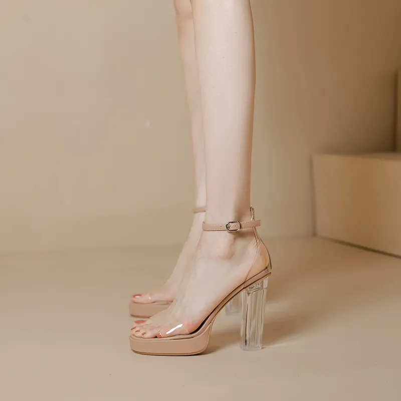 TATAYA One Strap Sandals 10cm Women's Nude-4